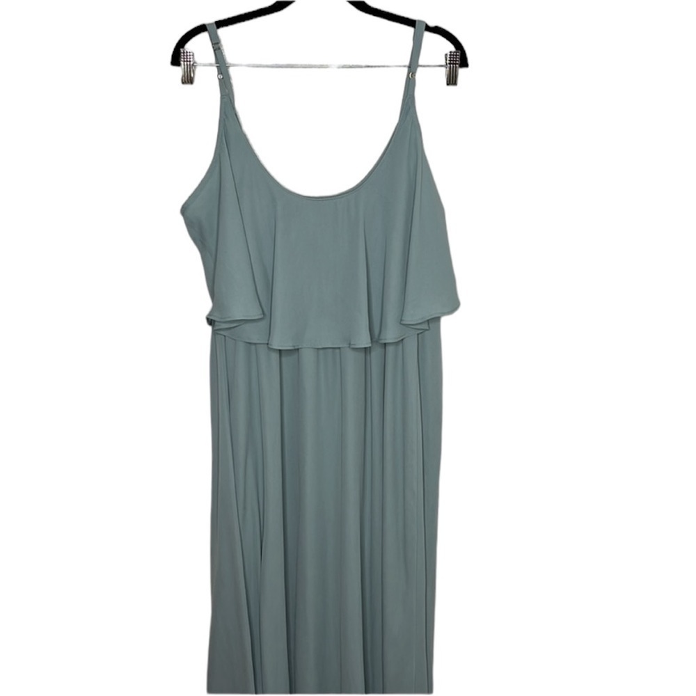 Show Me Your MuMu Caitlin Ruffle Maxi Sage Blue Chiffon Dress Size X-Large - Picture 5 of 6